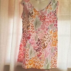 V-Neck Floral Print Camisole in Pink & Yellow